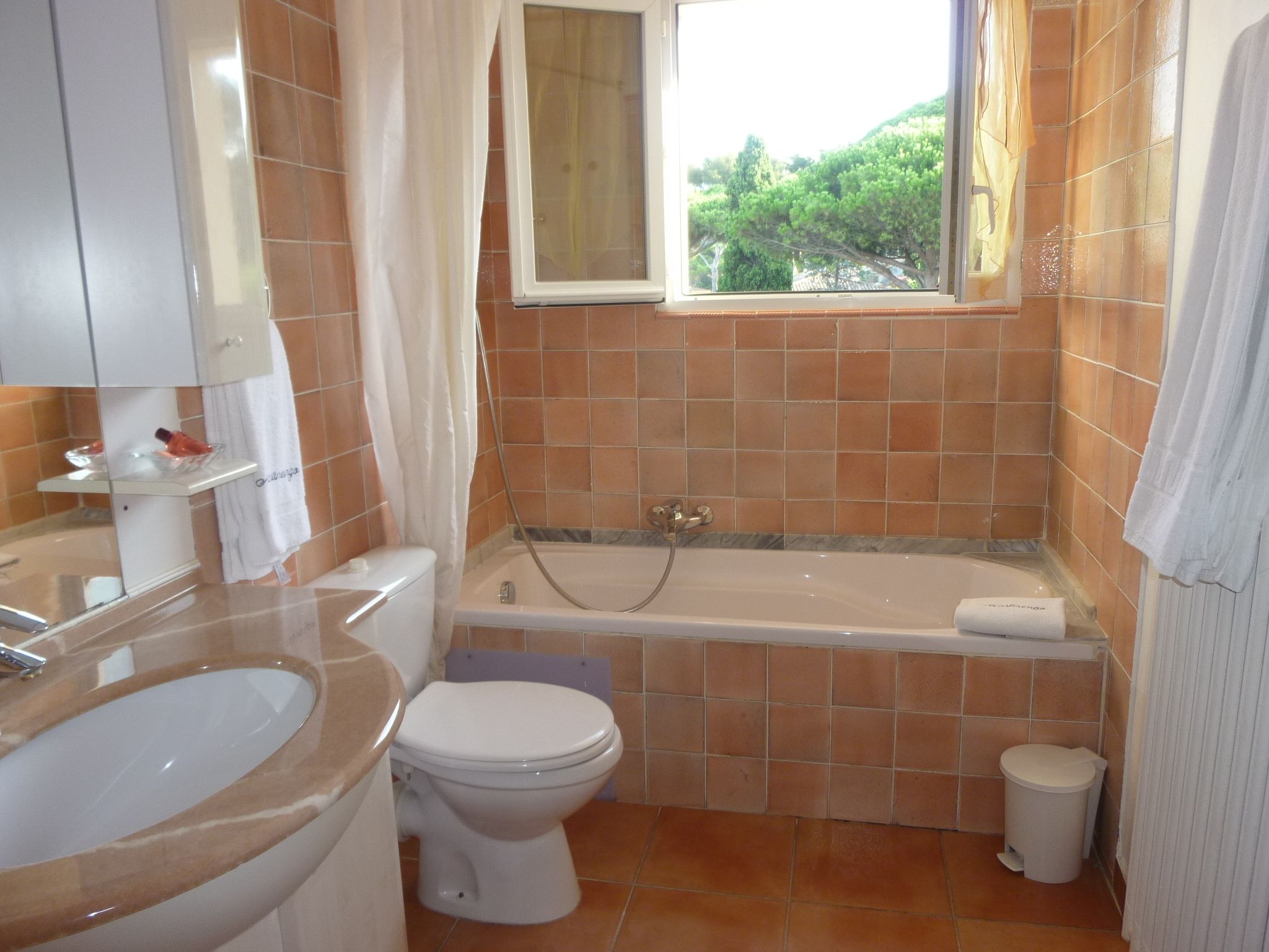 free toiletries, hair dryer, towels