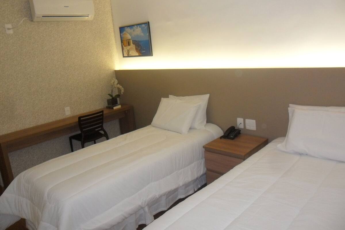 Desk, blackout curtains, free WiFi