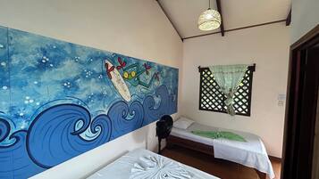 Laptop workspace, free WiFi, bed sheets