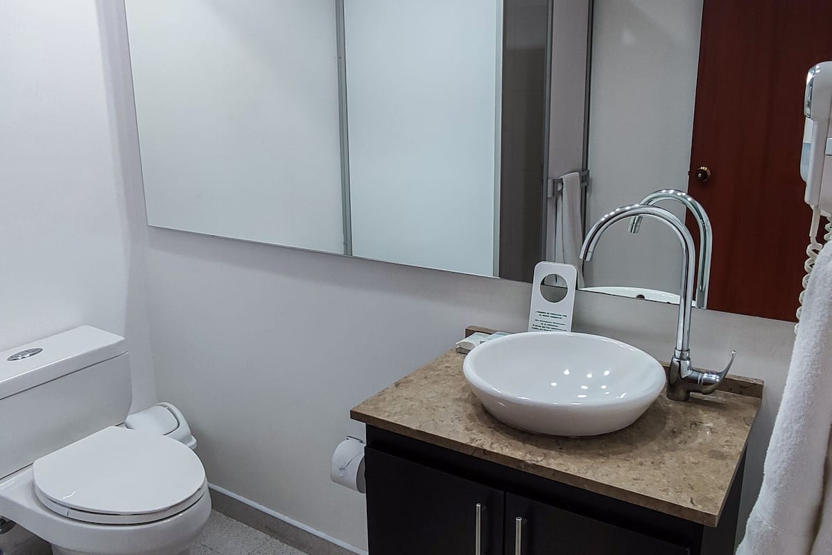 standard room | bathroom | hair dryer, towels