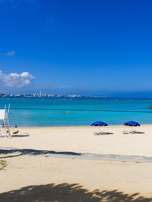 On the beach, white sand