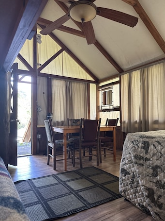 Deluxe Tent Cabin (No Heat or A/C) | View from room. Indian Flat RV Park - Tent Cabins & Cottages