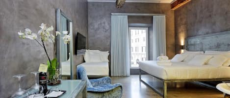 1 sovrum, sängtillbehör av högsta kvalitet och minibar