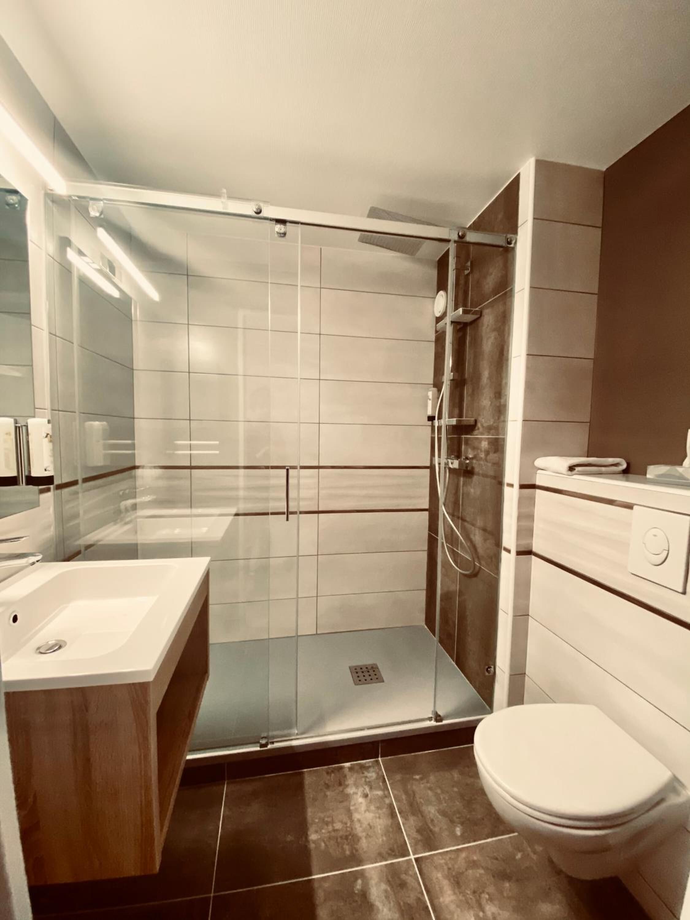 free toiletries, hair dryer, towels