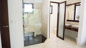 Villa (One Bedroom Junior-Penthouse) | Bathroom | Shower, free toiletries, hair dryer - Intima Resort Tulum - Clothing Optional - Adults Only (Tulum)