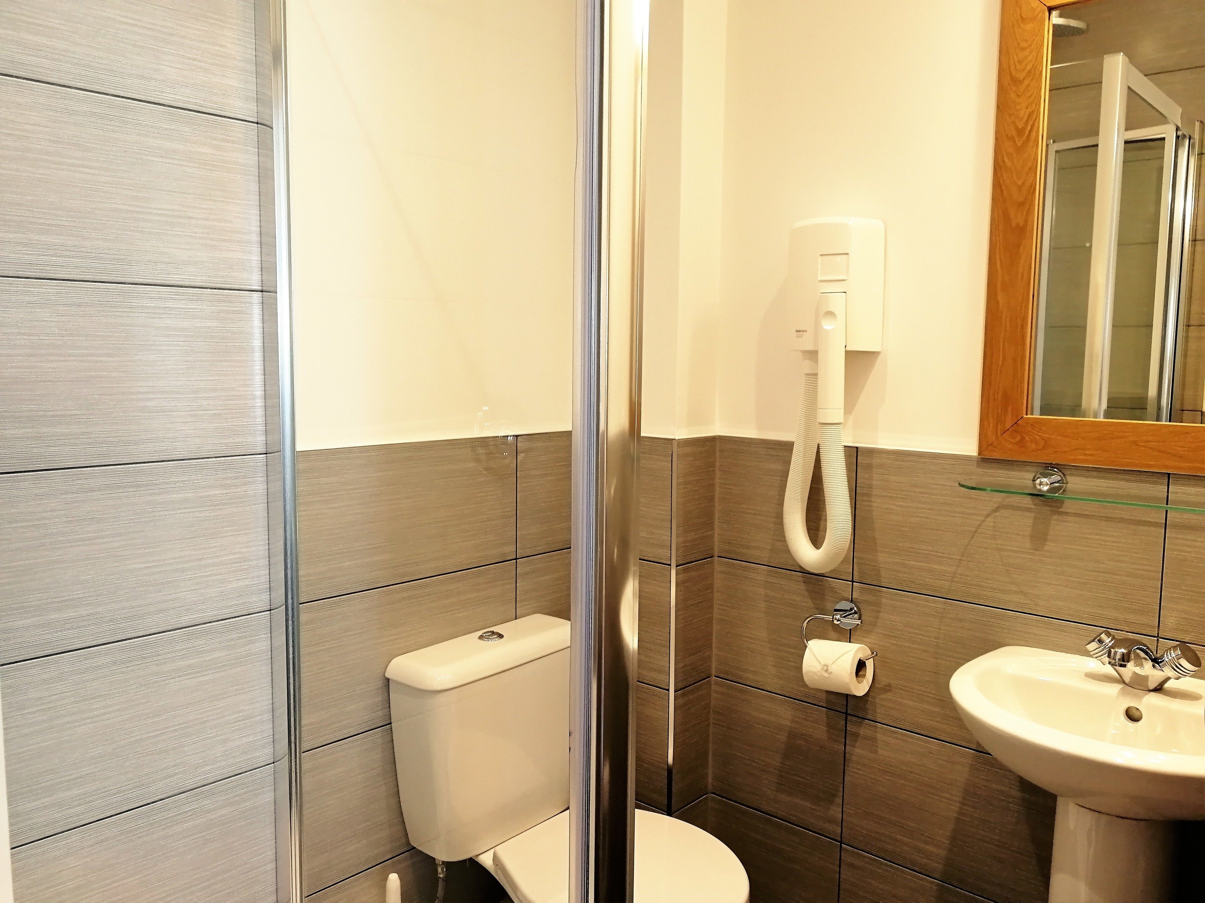 free toiletries, hair dryer, towels