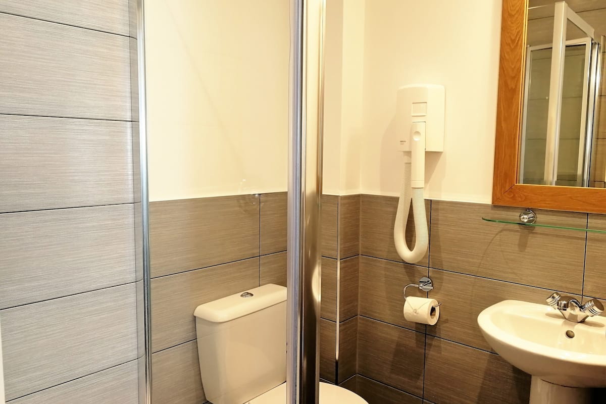 free toiletries, hair dryer, towels