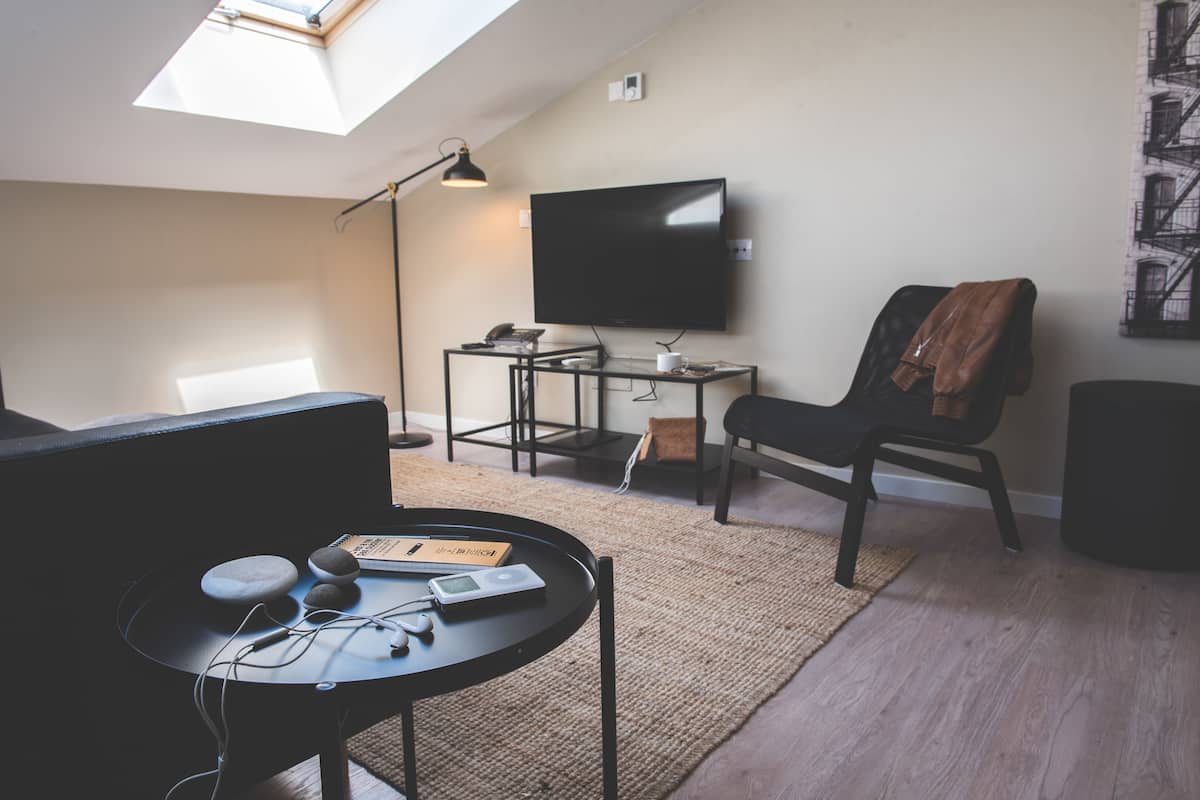 1 bedroom, blackout drapes, soundproofing, iron/ironing board