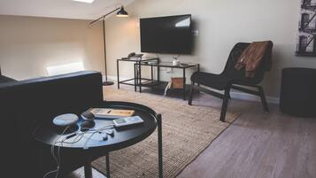 1 bedroom, blackout drapes, soundproofing, iron/ironing board