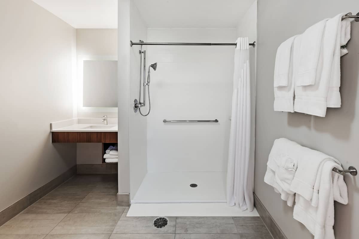 free toiletries, hair dryer, towels, soap