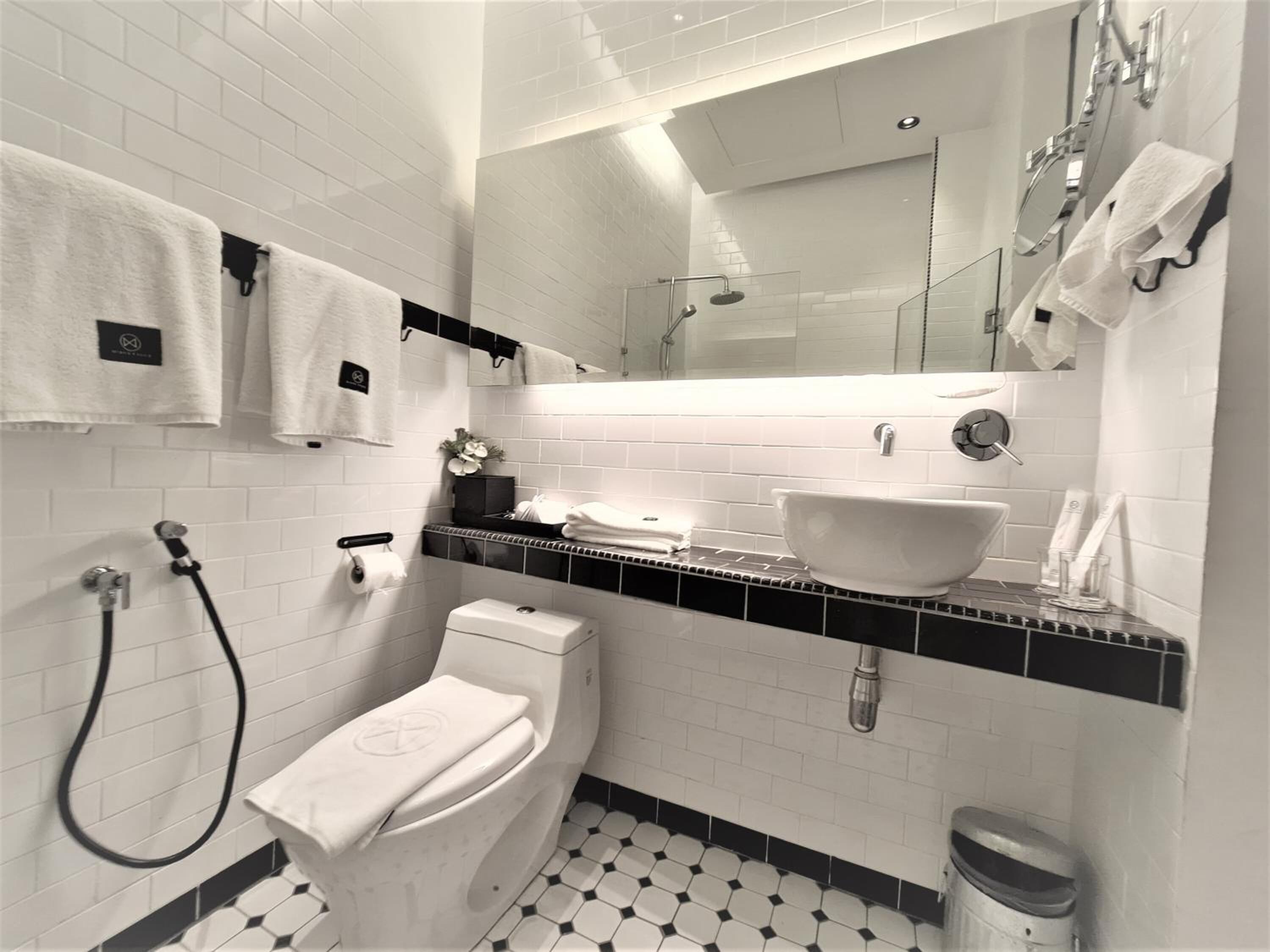 shower, free toiletries, hair dryer, slippers