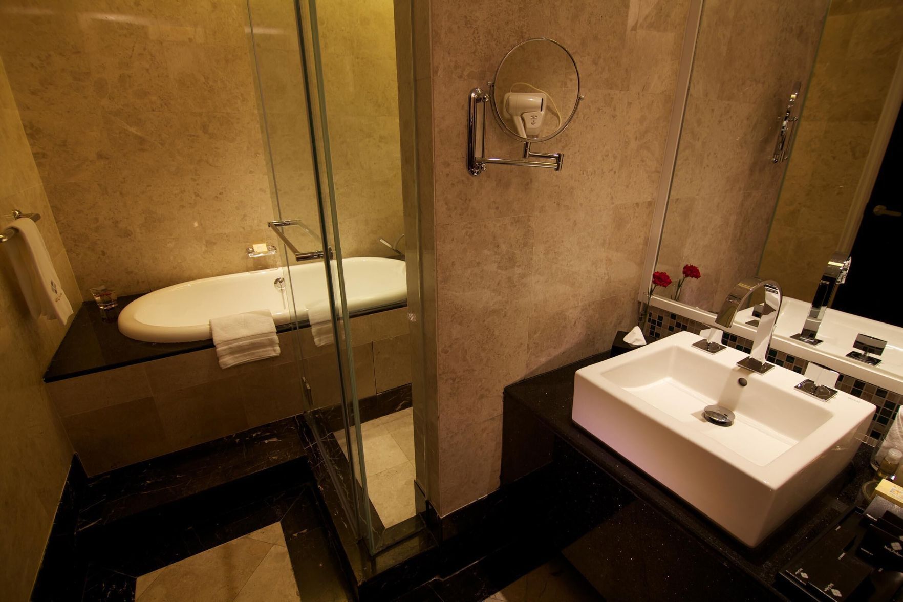 Bathroom | Hair dryer, bathrobes, slippers, bidet