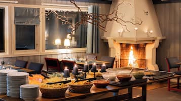 Dinner served, local and international cuisine
