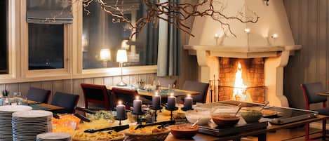 Dinner served, local and international cuisine