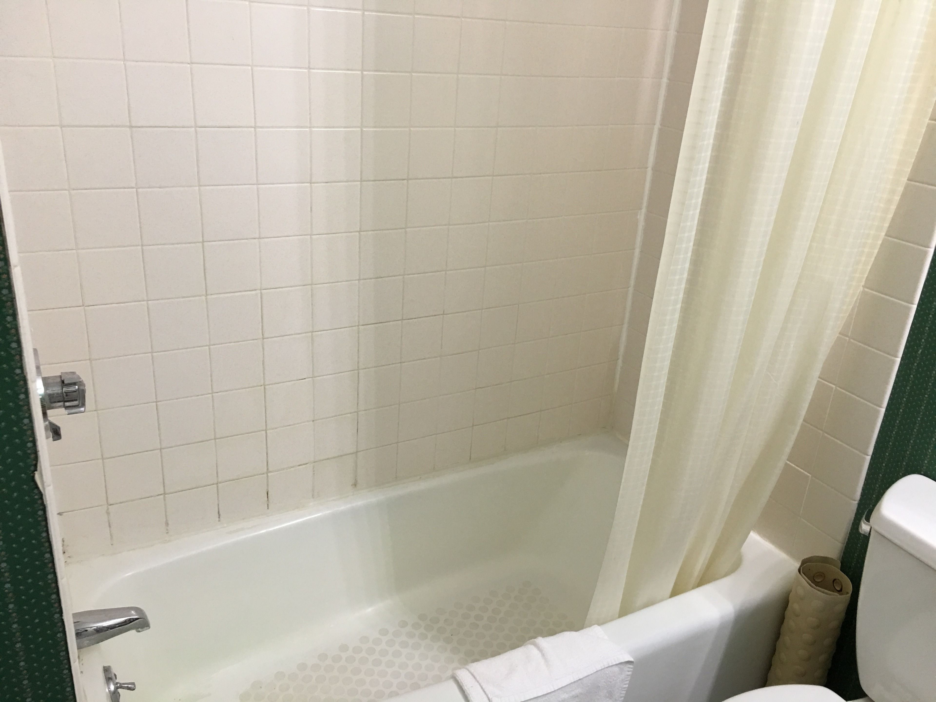 Un baño con bañera, inodoro y cortina de ducha.