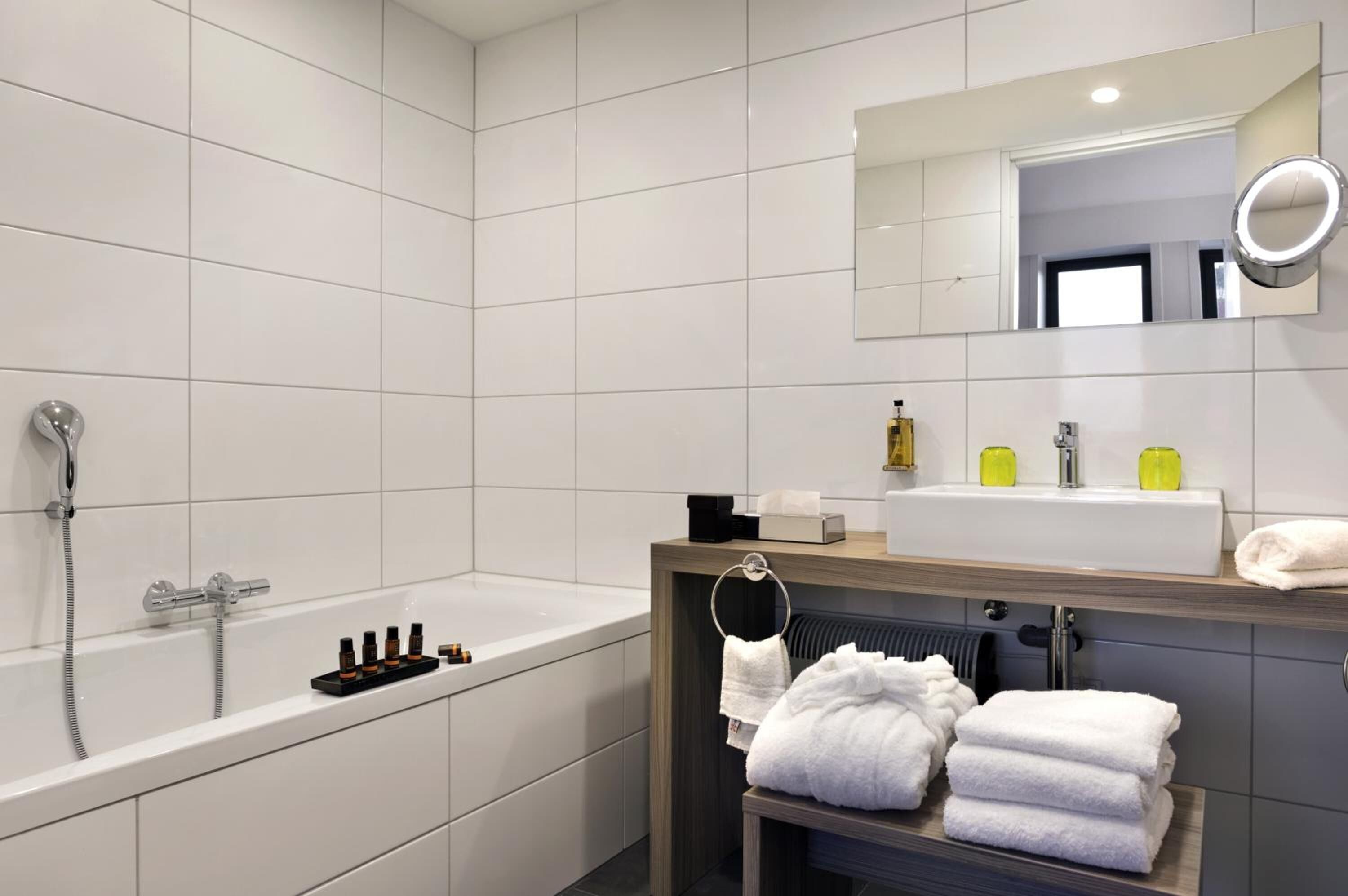 free toiletries, hair dryer, towels