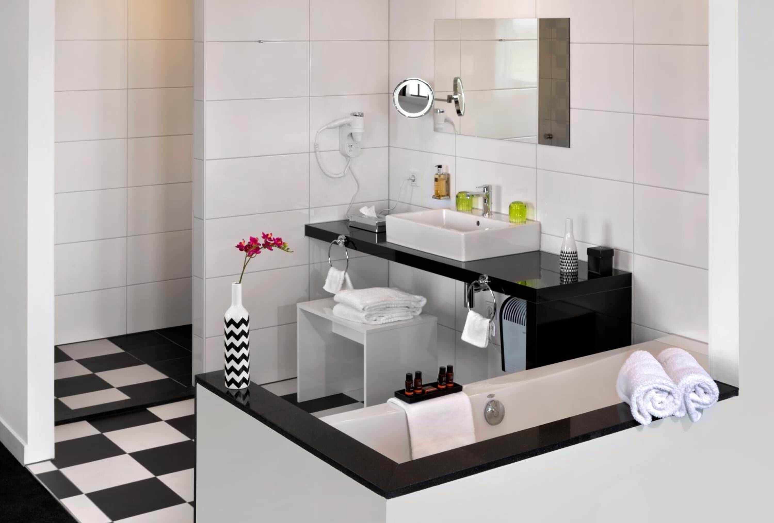 free toiletries, hair dryer, towels