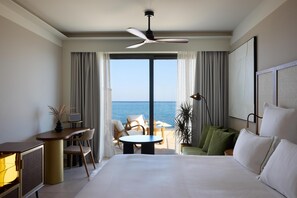Suite, 1 King Bed, Sea View (Infinite Sea View Escape) | Living area | 50-inch Smart TV with satellite channels, TV - Aulus Chania All-Inclusive Resort, Curio Collection by Hilton - Adults Only (Chania)