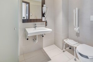 Twin Room, Mobility Accessible | Bathroom | Shower, hair dryer, bidet, towels - B&B Hotel Milano San Siro (Milan)