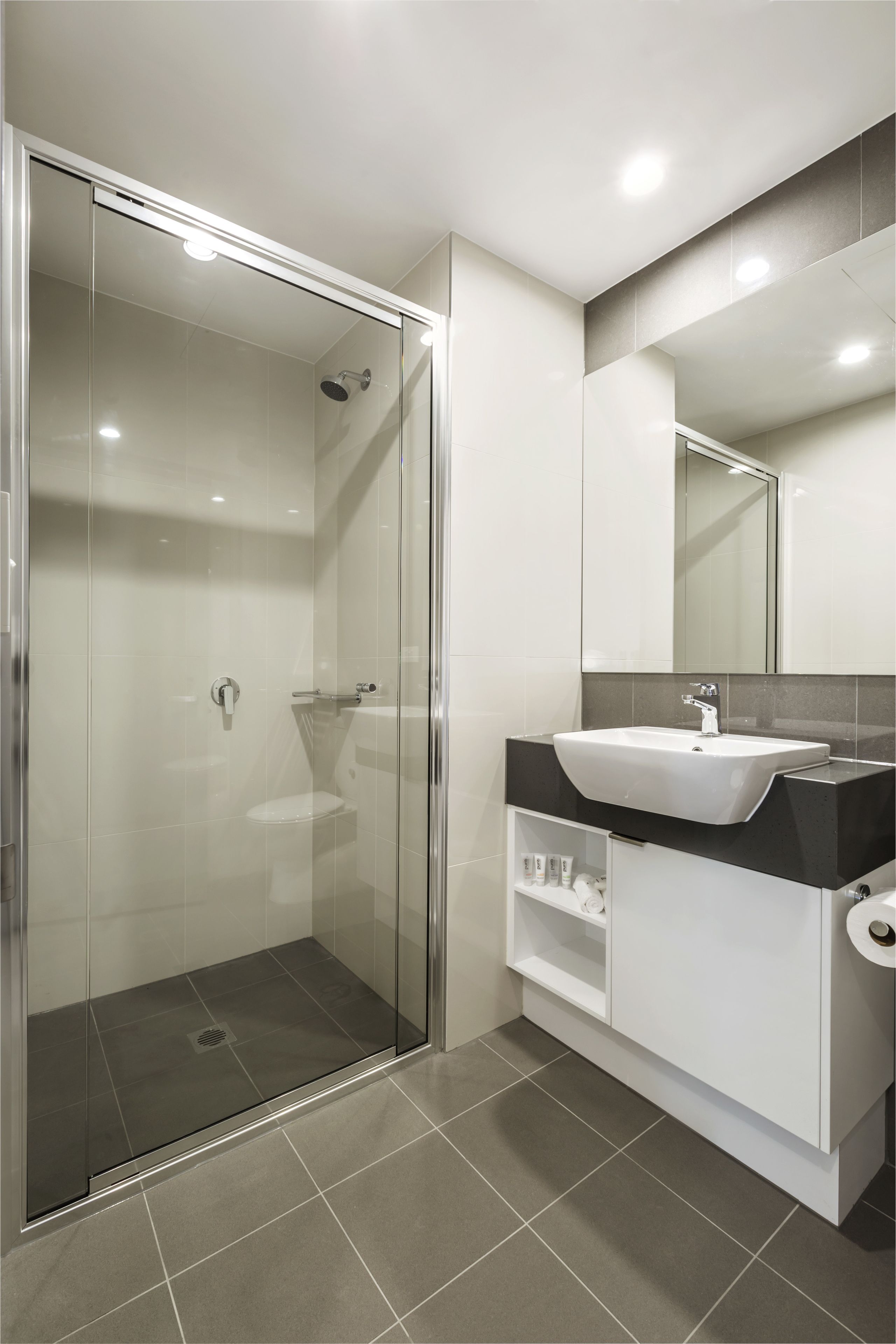 Een douche, gratis toiletartikelen, een haardroger, handdoeken