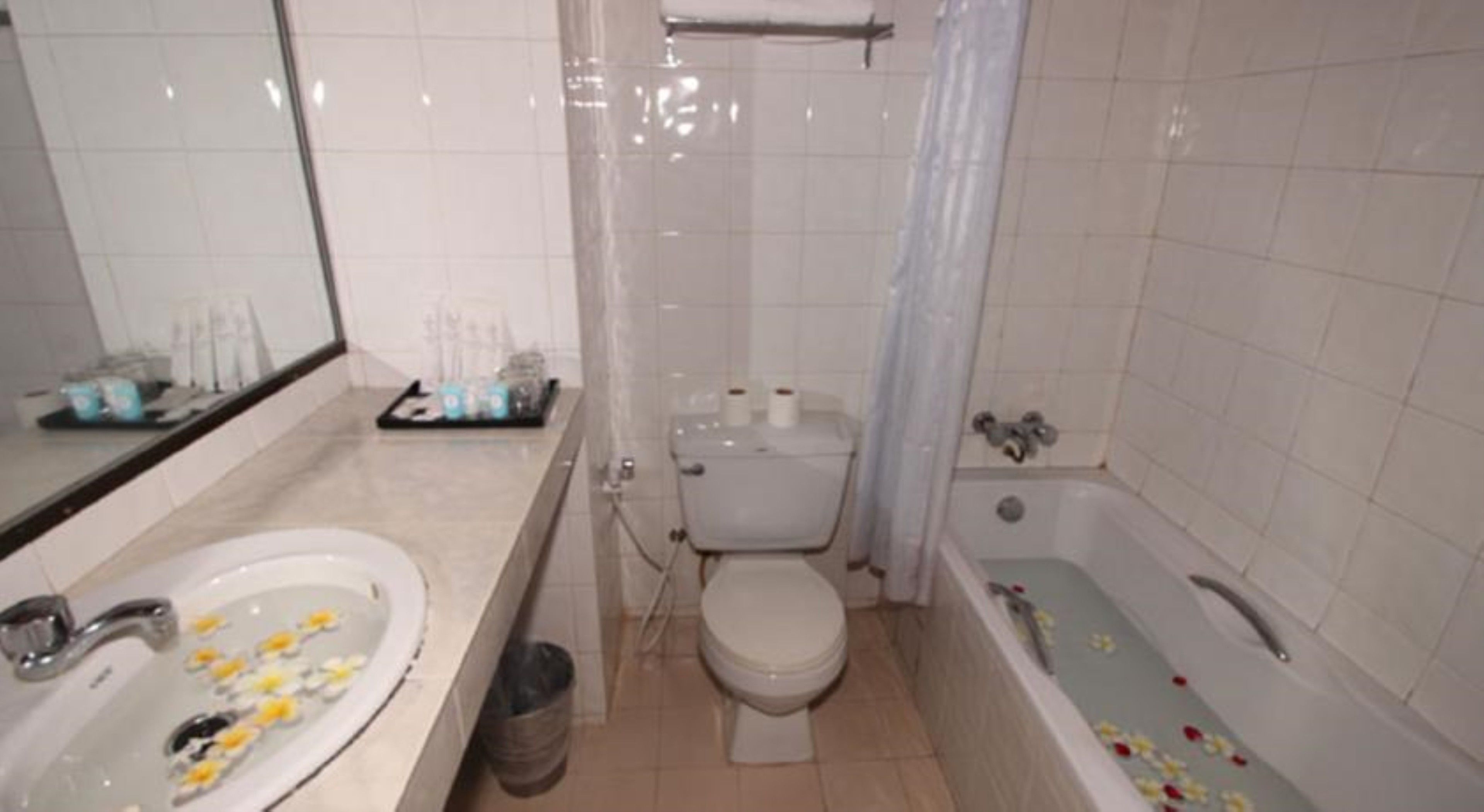 double or twin room | bathroom | free toiletries, hair dryer, slippers, towels
