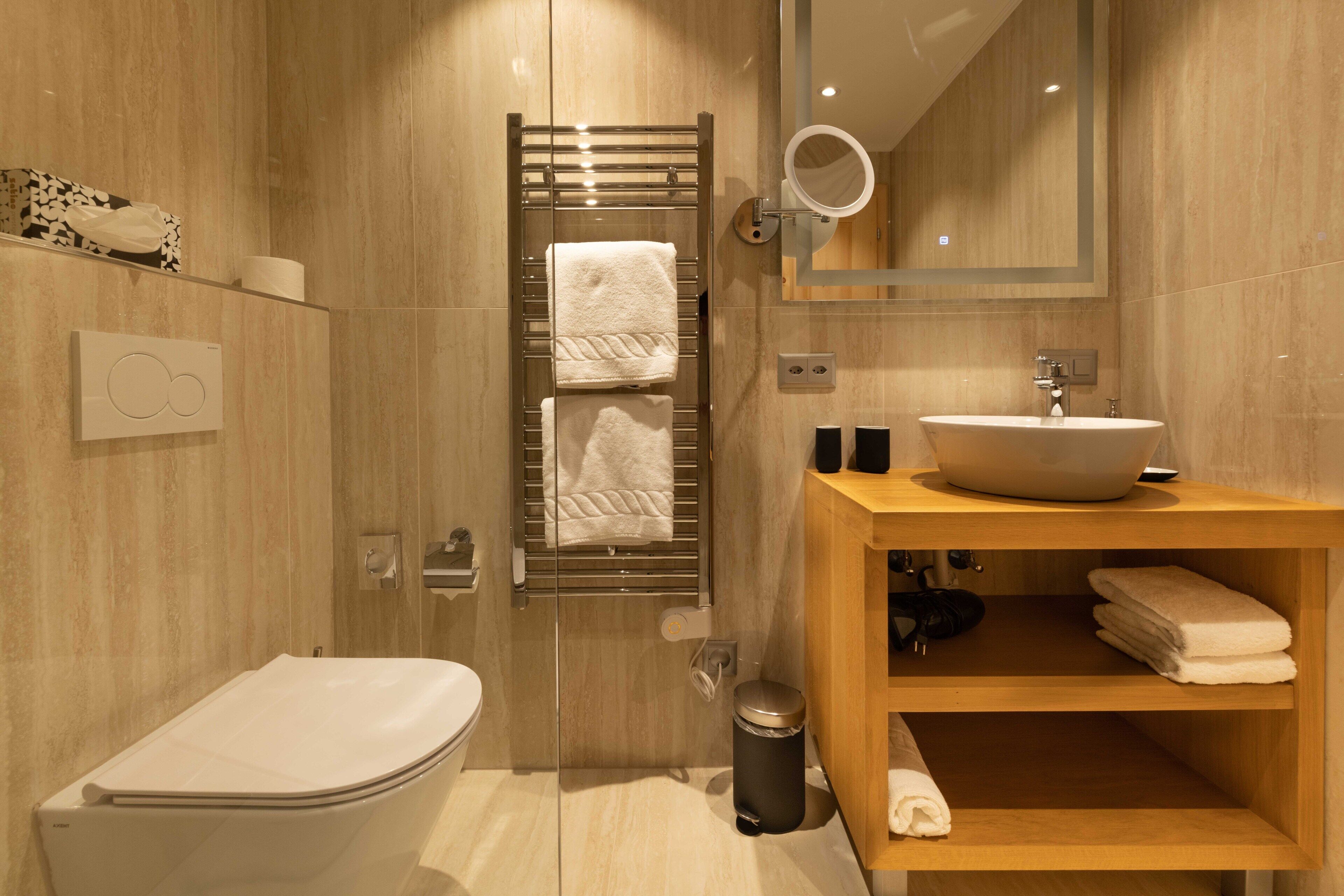 free toiletries, hair dryer, towels, soap