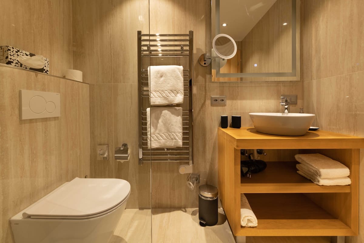 free toiletries, hair dryer, towels, soap