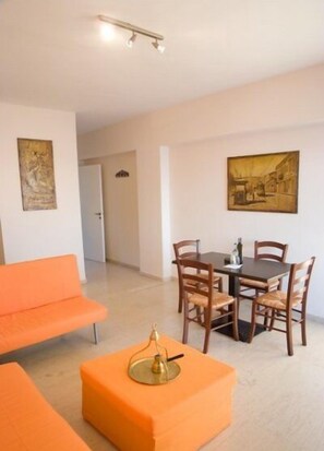 Apartment, 1 Bedroom, Sea View | Living area - Moireas Apartments (West Mani)