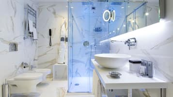 Free toiletries, hair dryer, bidet, towels