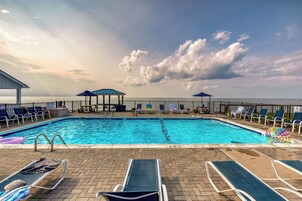 Outdoor pool, sun loungers