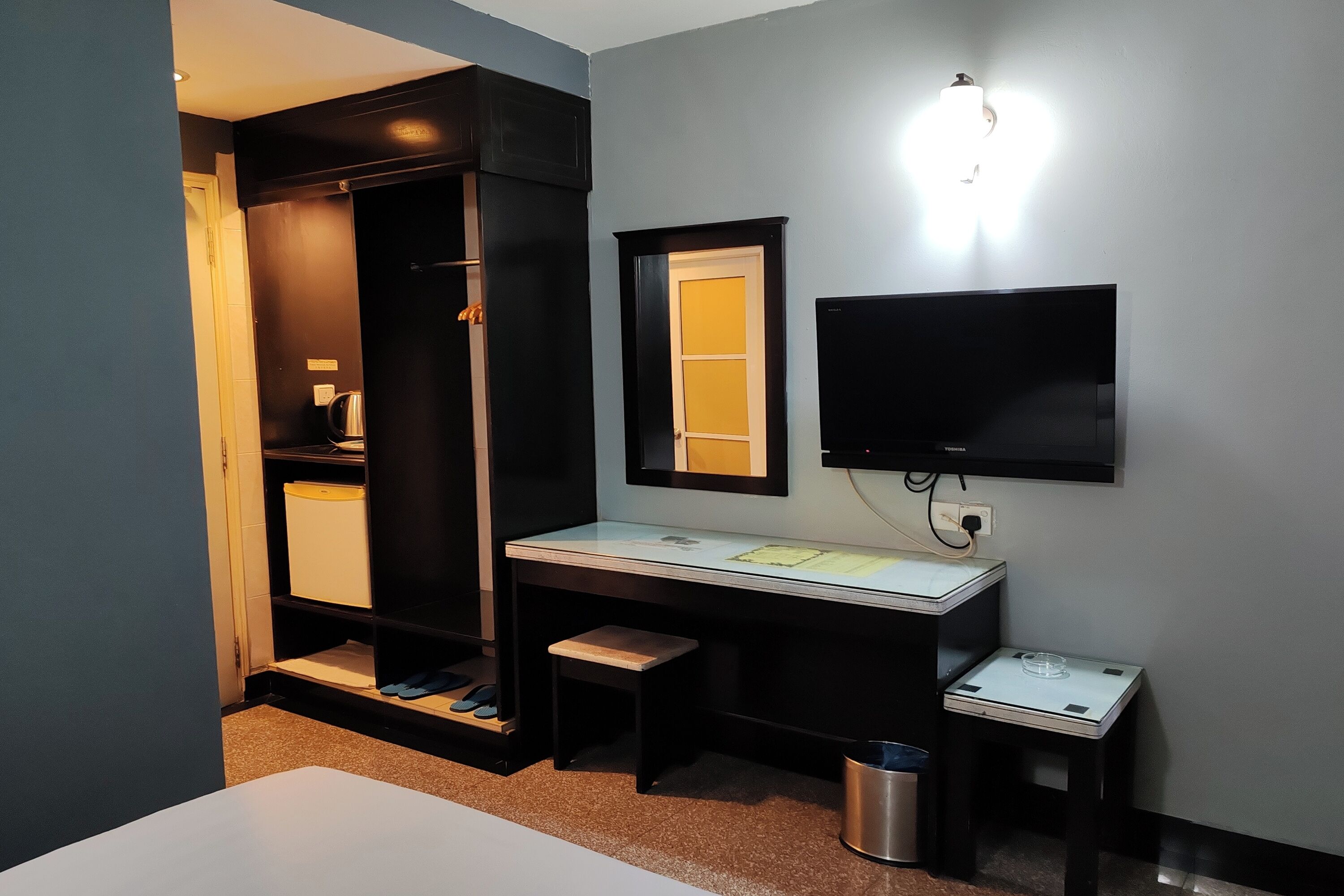 Desk, blackout curtains, iron/ironing board, free WiFi