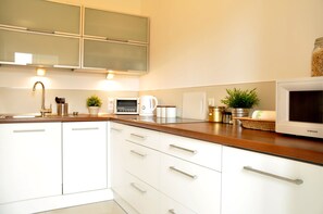 Réfrigérateur, micro-ondes, plaque de cuisson, lave-vaisselle