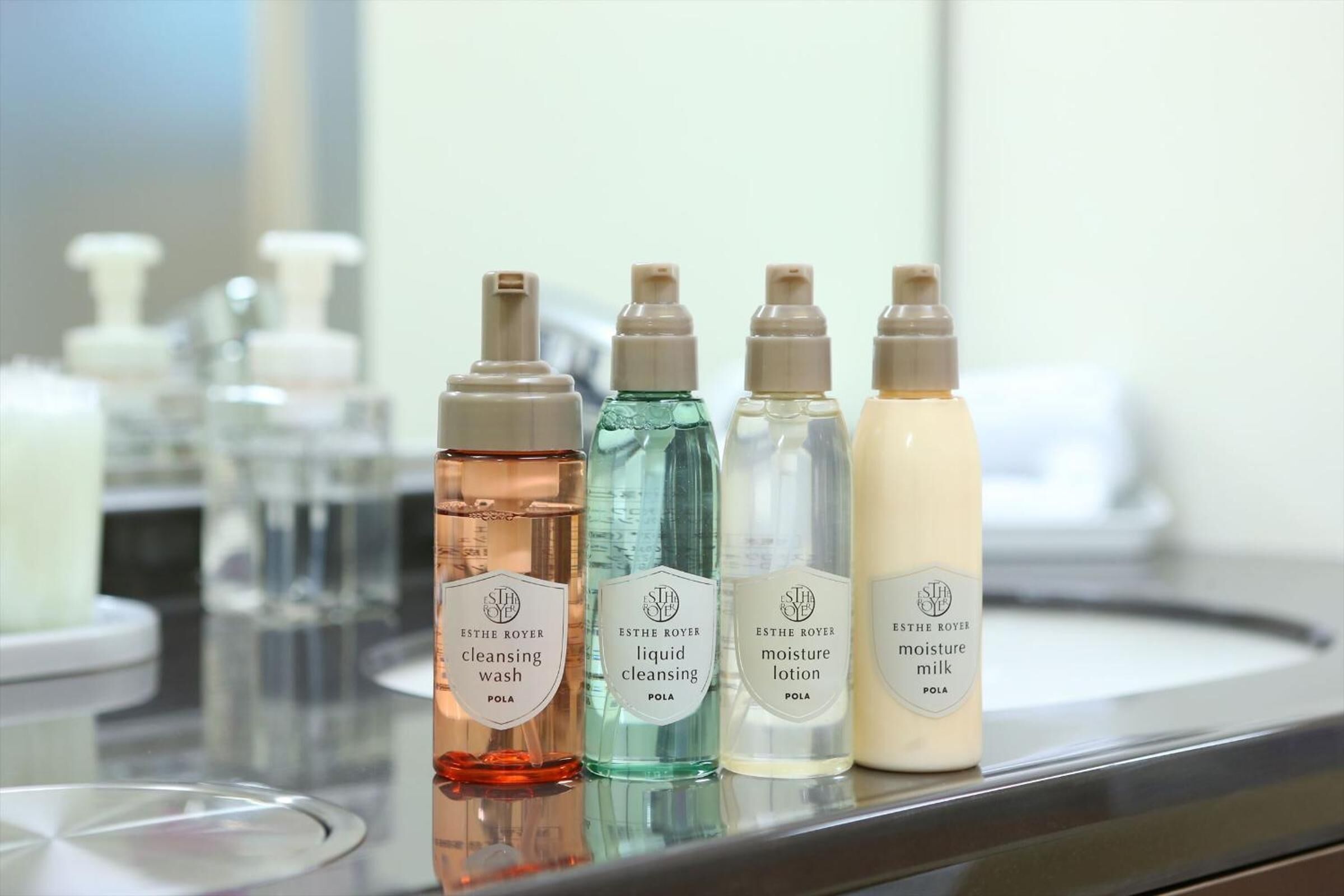 combined shower/bathtub, free toiletries, hair dryer, slippers