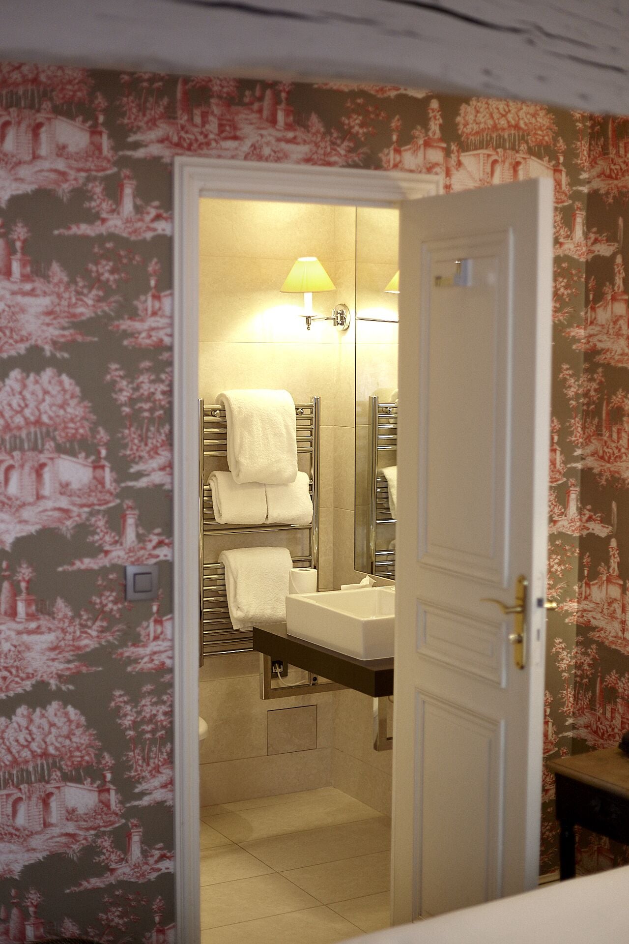 superior double room | bathroom | hair dryer, slippers, towels