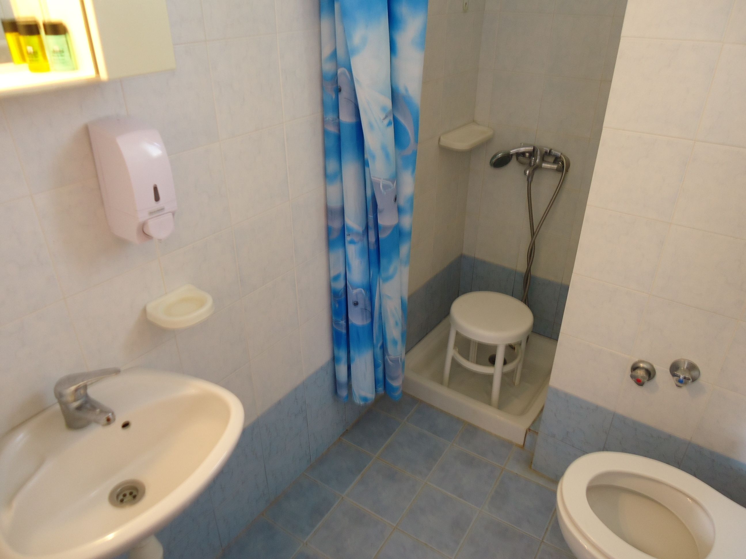 twin room | bathroom | shower, free toiletries, hair dryer, towels