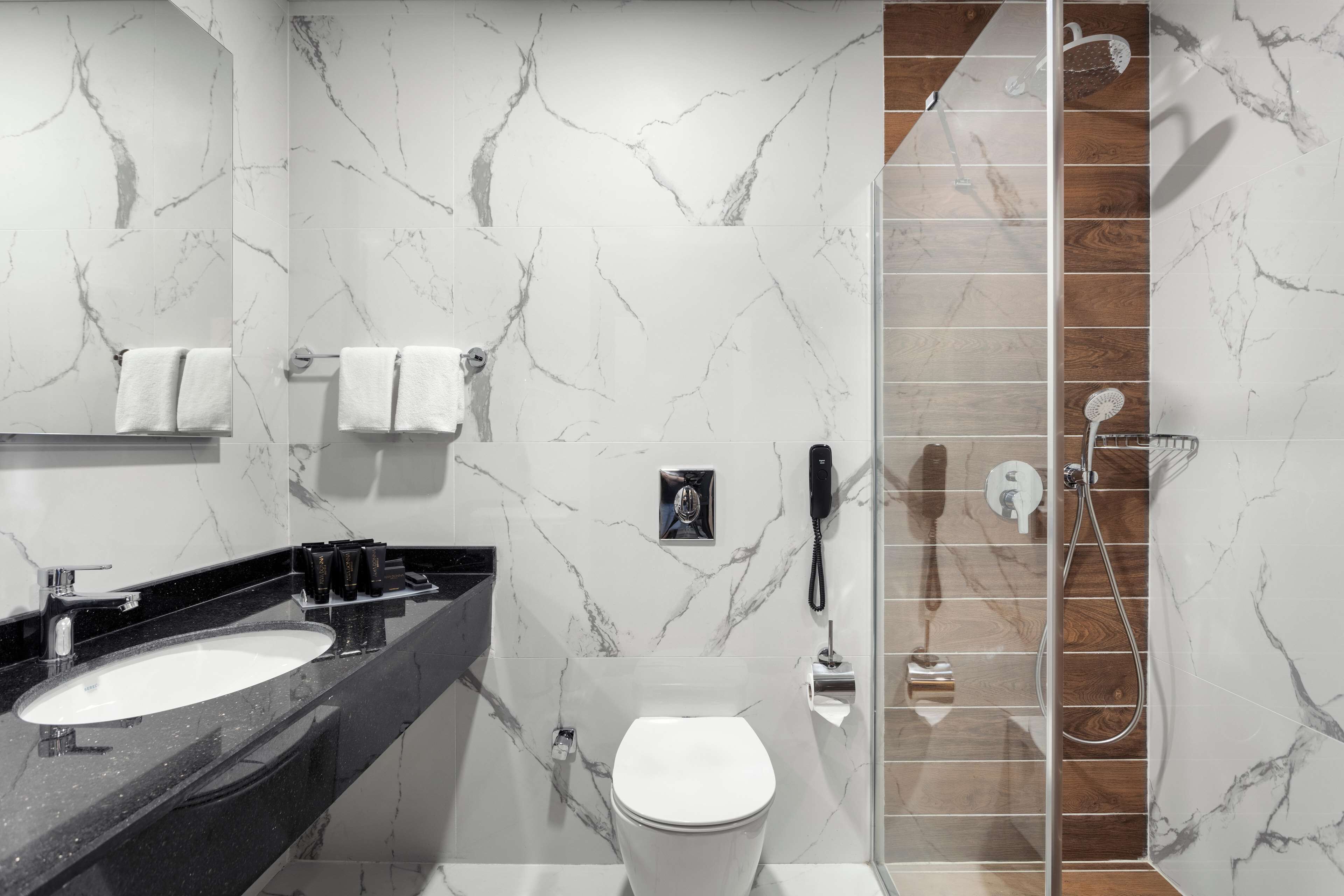 free toiletries, hair dryer, bathrobes, slippers