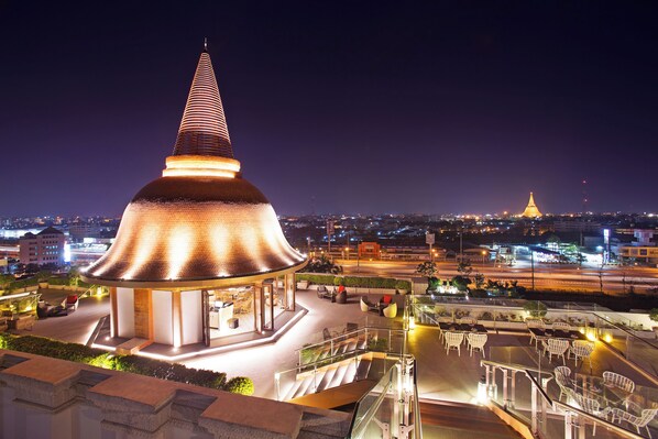 Situated in an urban setting, this landmark offers a unique view of the city.