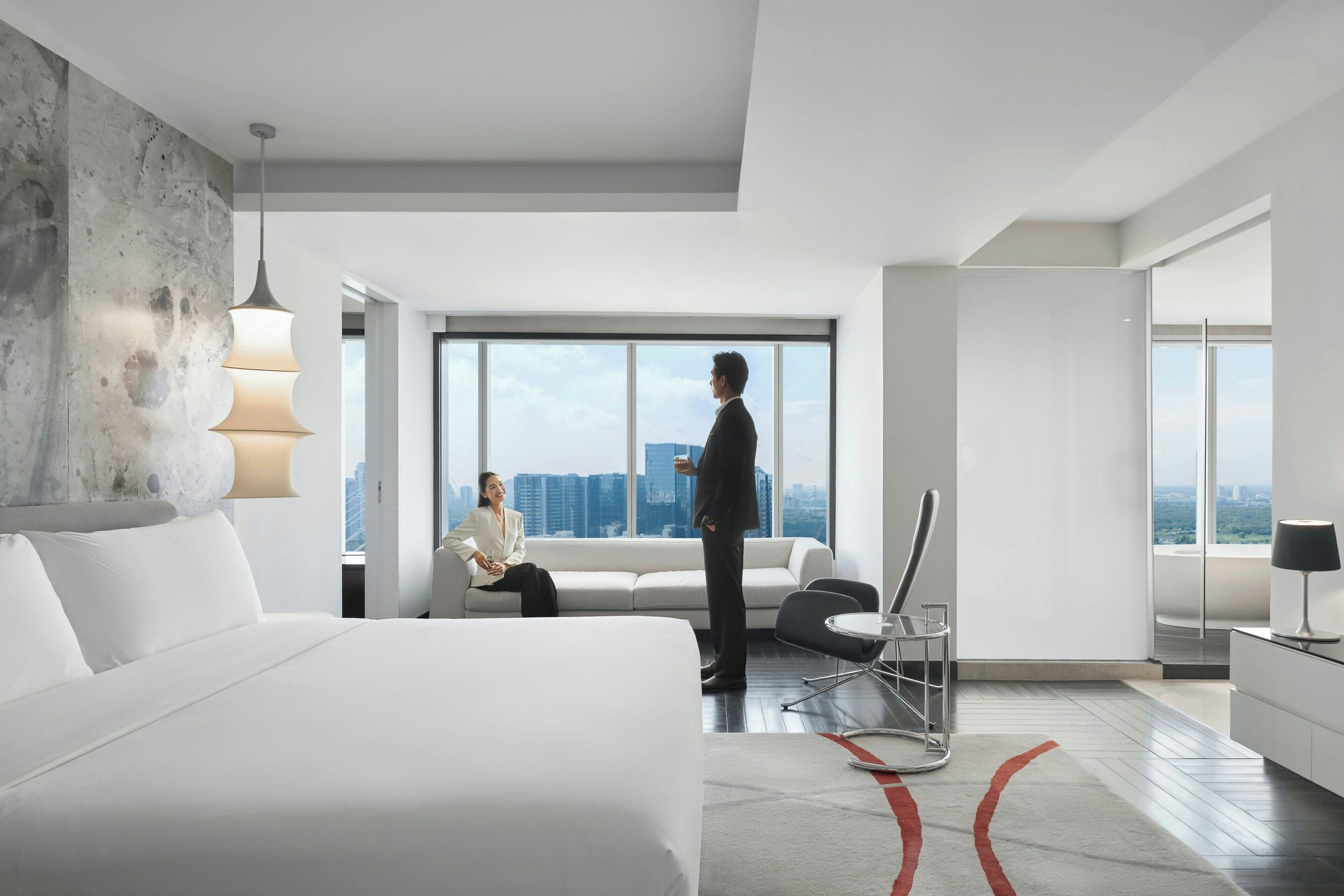 Premium bedding, down comforters, Select Comfort beds, minibar