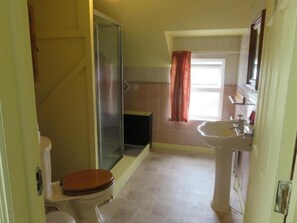Shower, rainfall showerhead, hair dryer