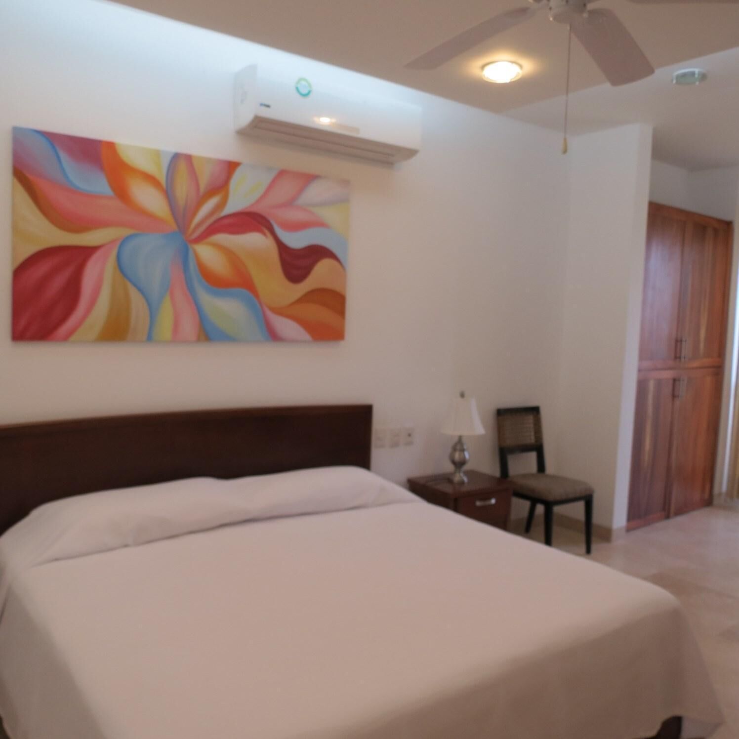 Premium bedding, desk, laptop workspace, bed sheets