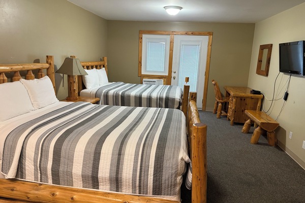 Superior Suite, 2 Queen Beds, Kitchenette | Desk, iron/ironing board (on request), WiFi (free), bed sheets