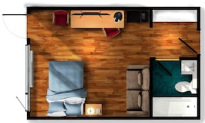 Escritorio, wifi gratis y ropa de cama 