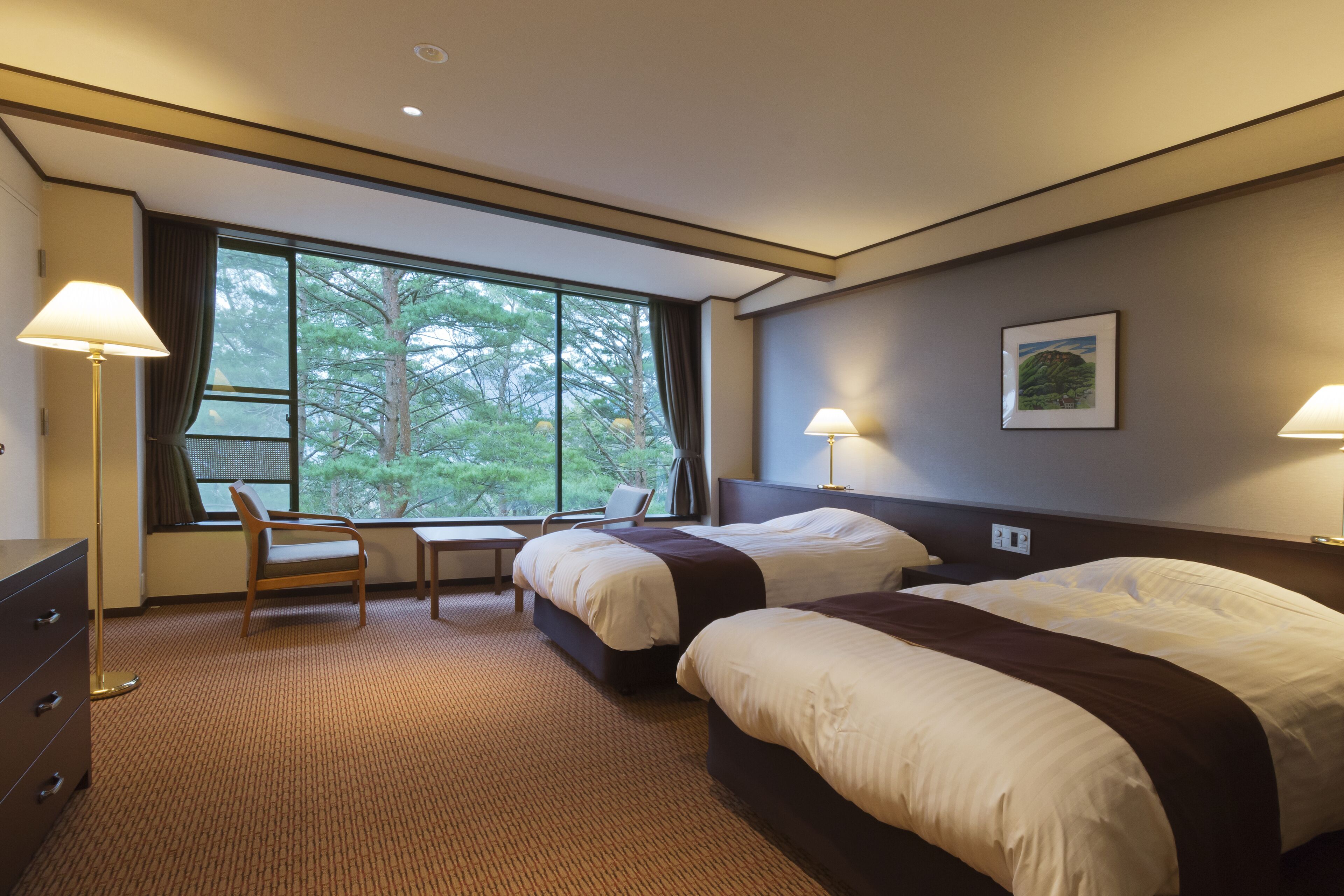 western style twin bedroom, garden view [online exclusive] | premium bedding, in-room safe, blackout curtains, free wifi