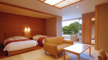 Japanese Style,Twin Bedroom with View in bath, Non Smoking | Premium bedding, in-room safe, blackout drapes, free WiFi