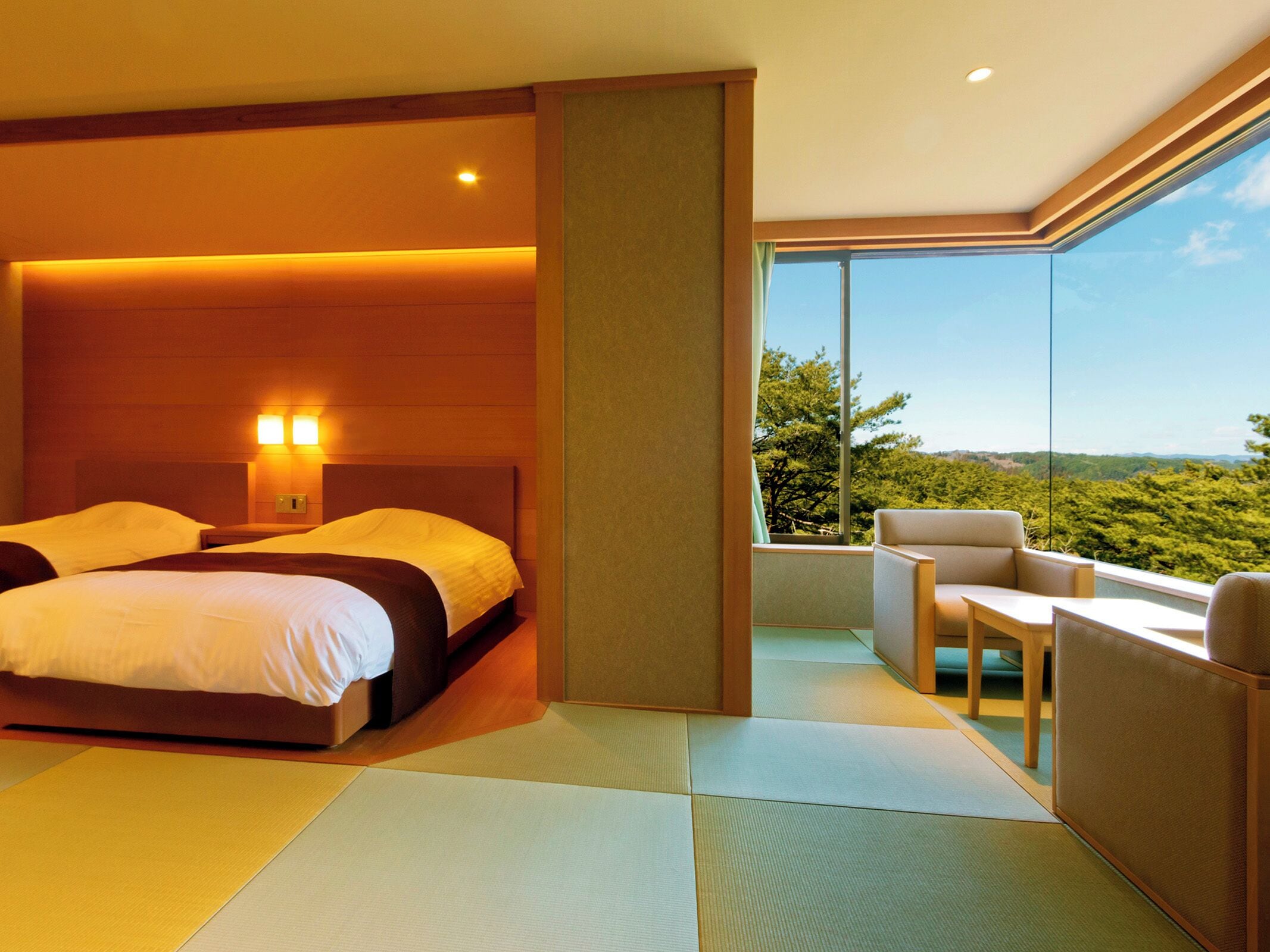 Japanese Style,Twin Bedroom with View in bath, Non Smoking | Premium bedding, in-room safe, blackout drapes, free WiFi