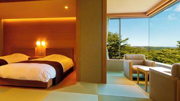 Japanese Style,Twin Bedroom with View in bath, Non Smoking | Premium bedding, in-room safe, blackout drapes, free WiFi