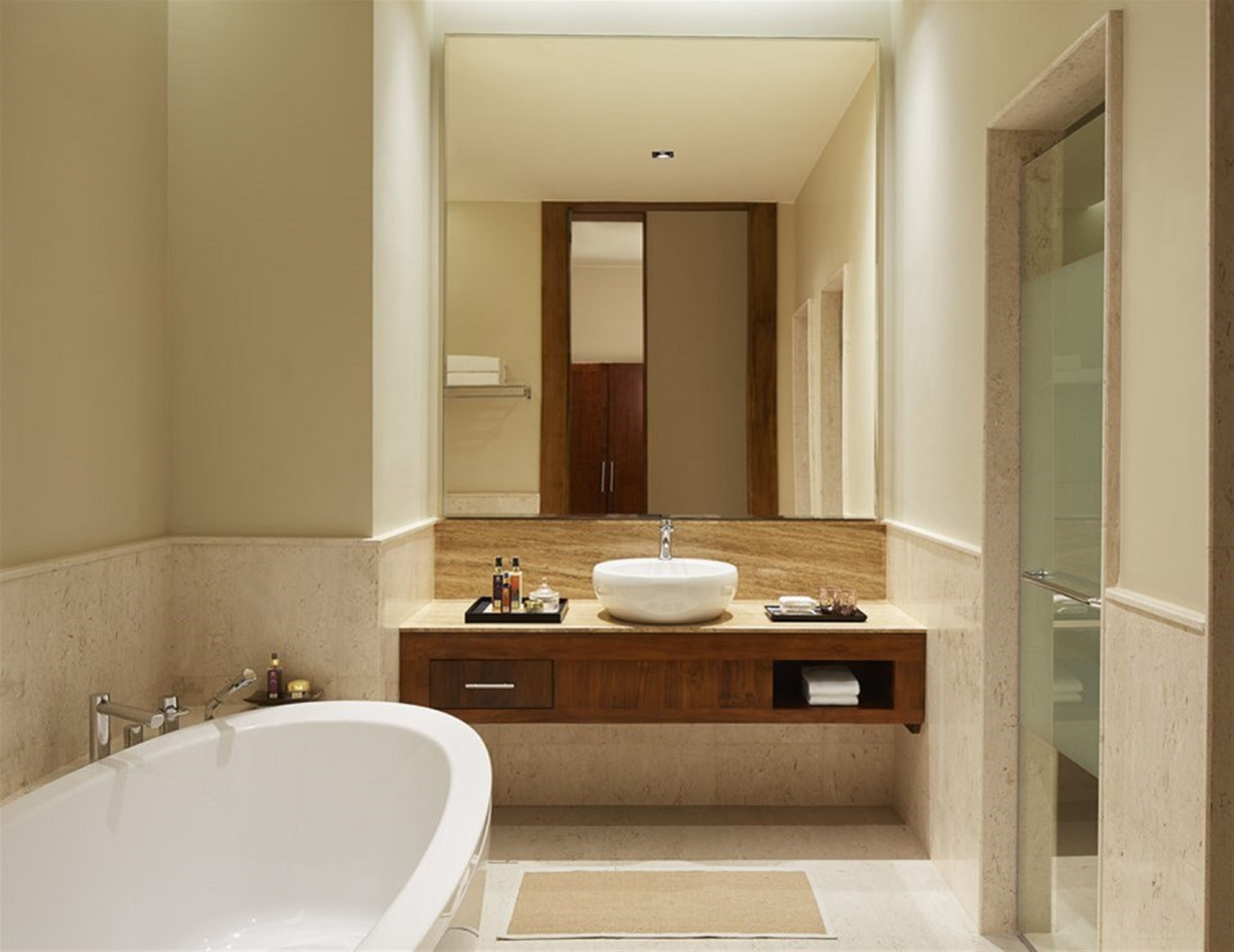 presidential suite. | bathroom | shower, rainfall showerhead, free toiletries, hair dryer