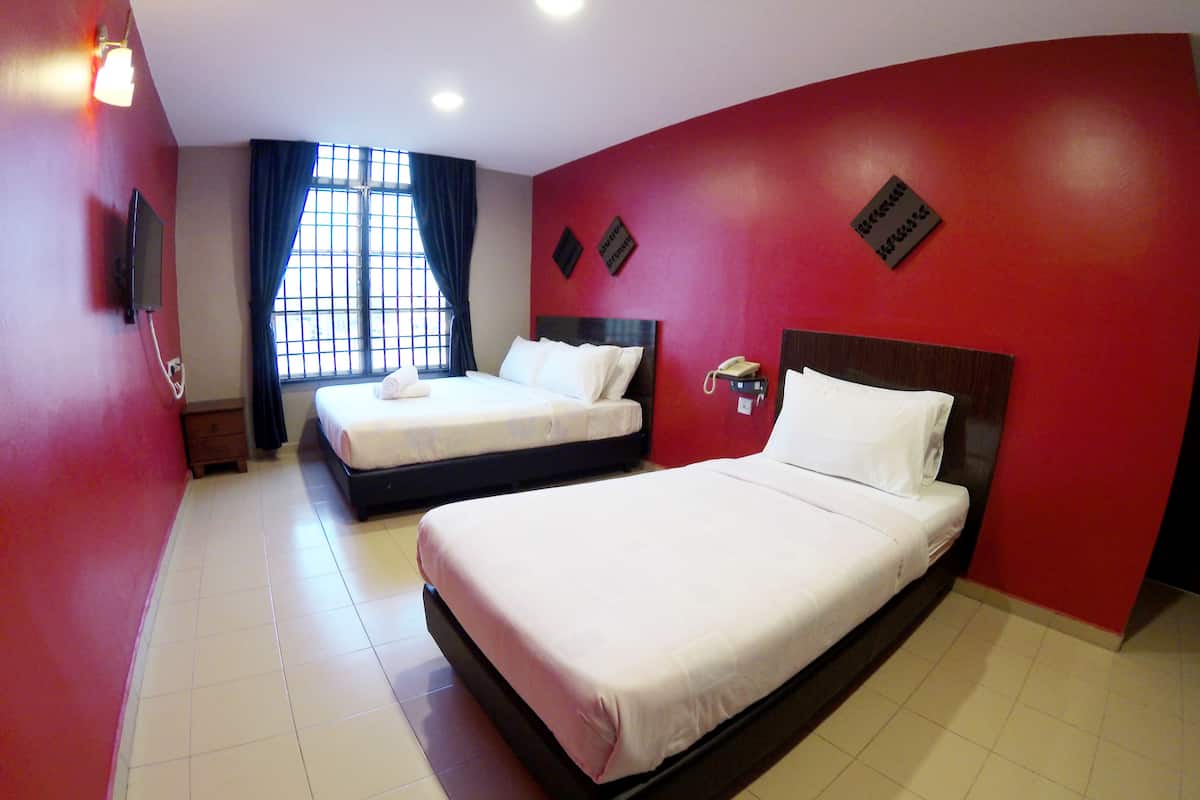 Desk, free WiFi, bed sheets