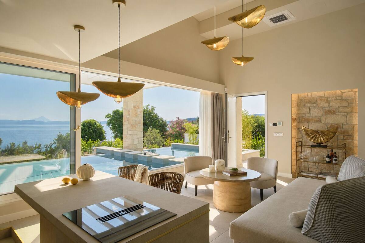 Villa Kappa Sea Front 3 Bedroom with heated private pool | In-room safe, blackout drapes, iron/ironing board, WiFi (free)