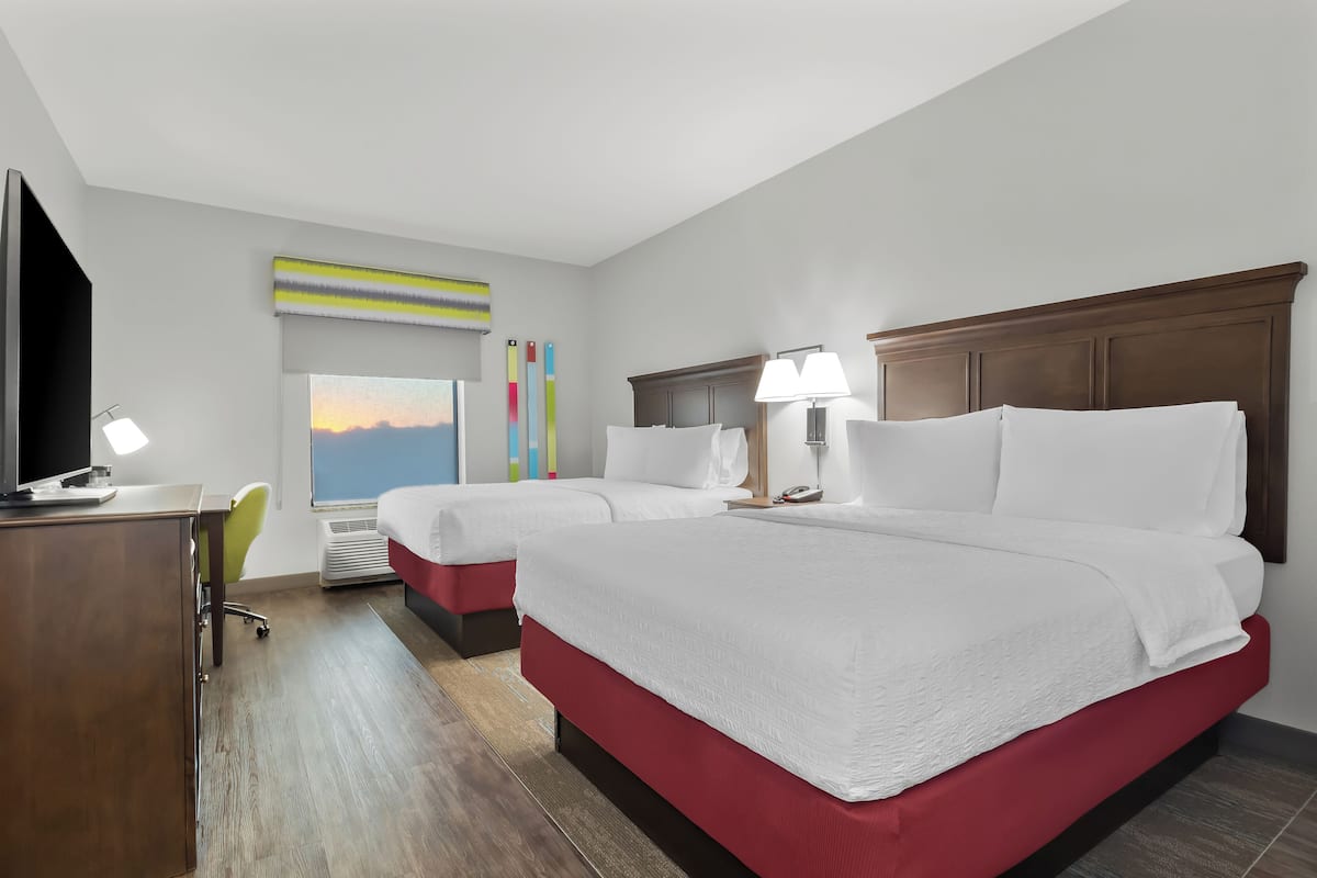 Room, 2 Queen Beds, Refrigerator & Microwave | In-room safe, iron/ironing board, free WiFi, bed sheets